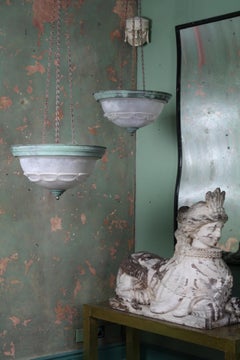 Early 20th Century Pair of Large Neoclassical Style Plafonnier Pendants Lights