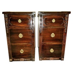 Antique Early 20th Century Pair of Mahogany Sheraton-Adams Style Nightstands