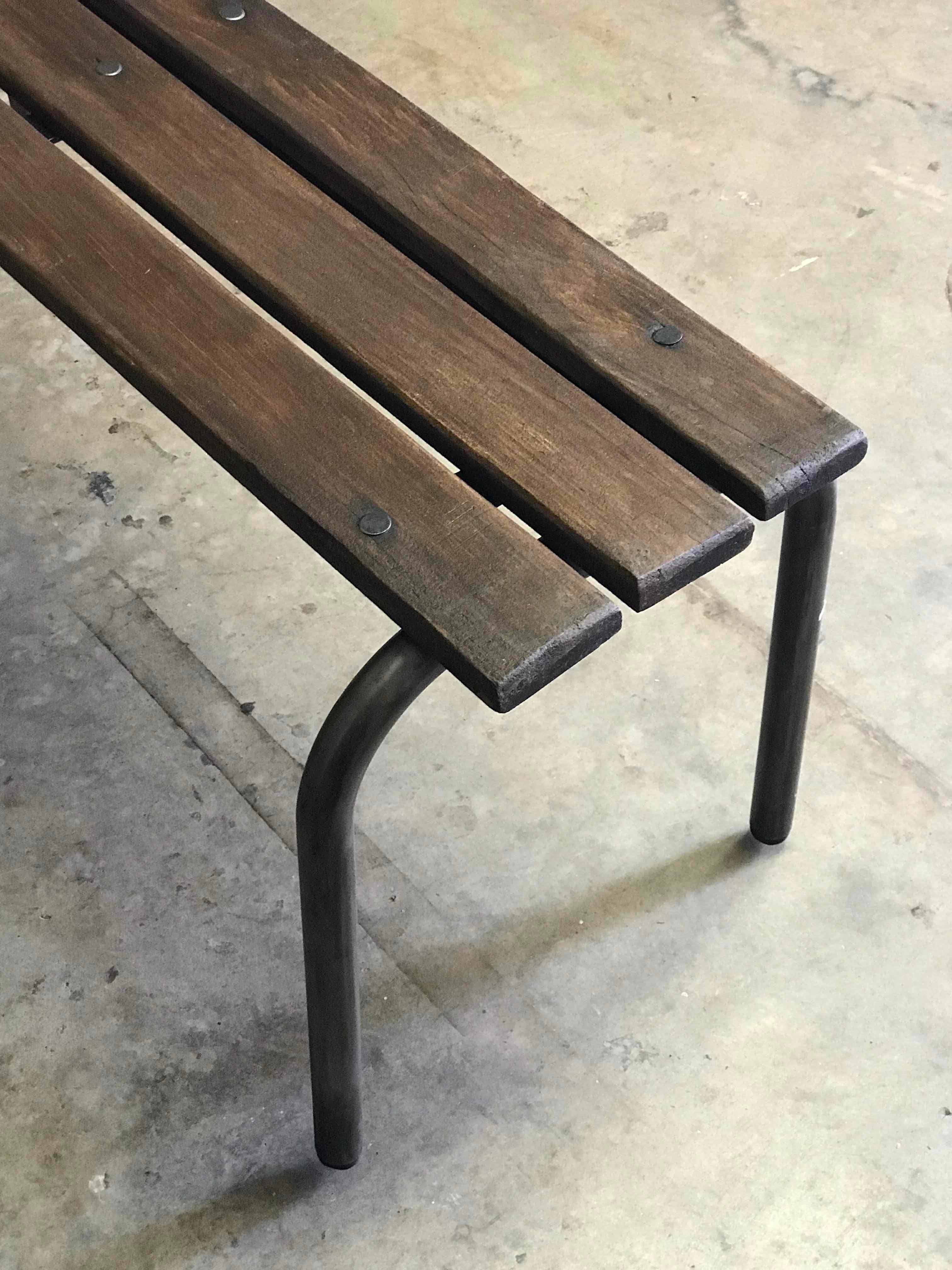 Early 20th Century Metal and Wood Bench from France In Good Condition In Los Angeles, CA