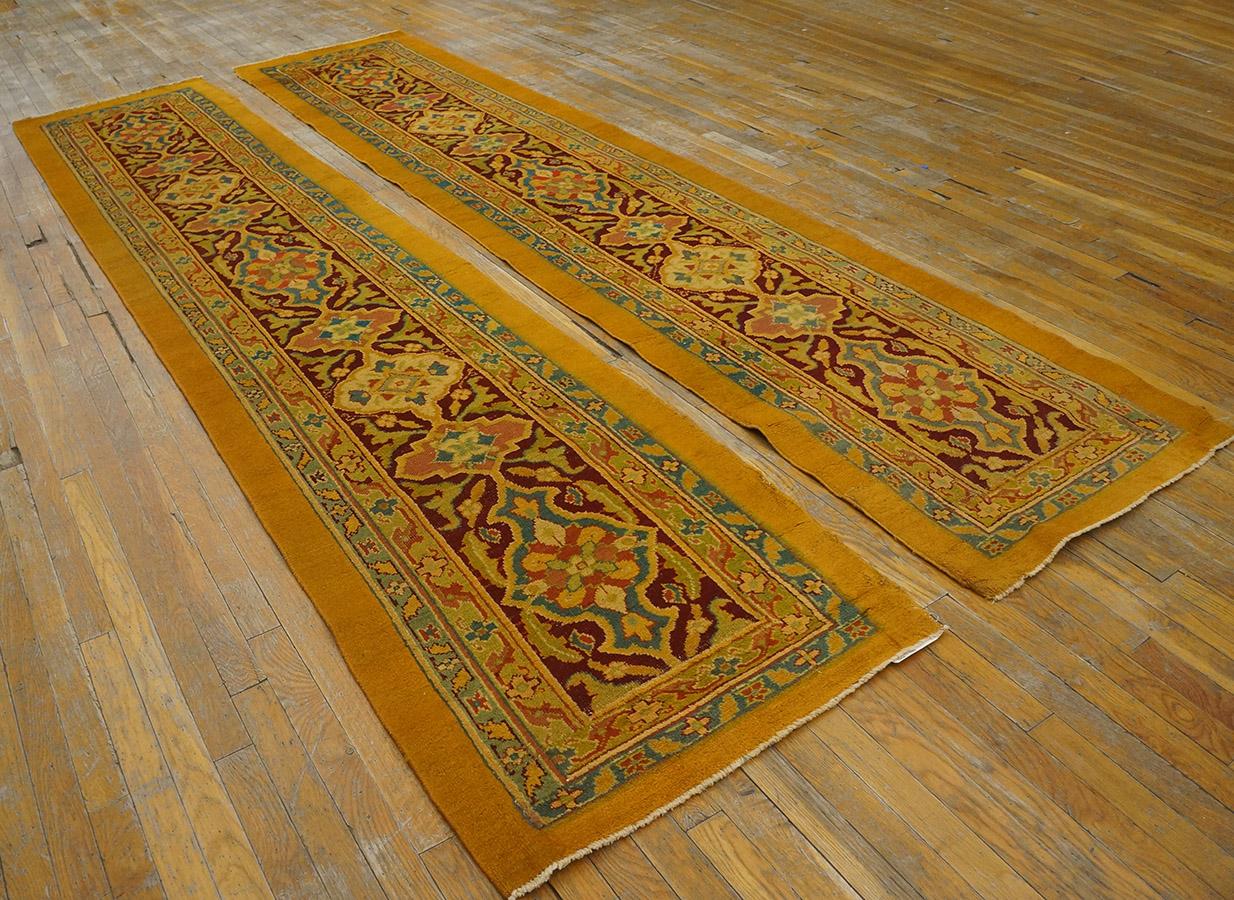 Hand-Knotted Early 20th Century Pair of N. Indian Agra Carpets ( 2'6