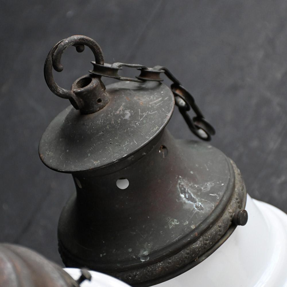 Hand-Crafted Early 20th Century pair of opaline glass pendants For Sale