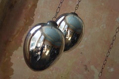 Early 20th Century Pair of Oval Mirror Witches Hanging Balls Curio