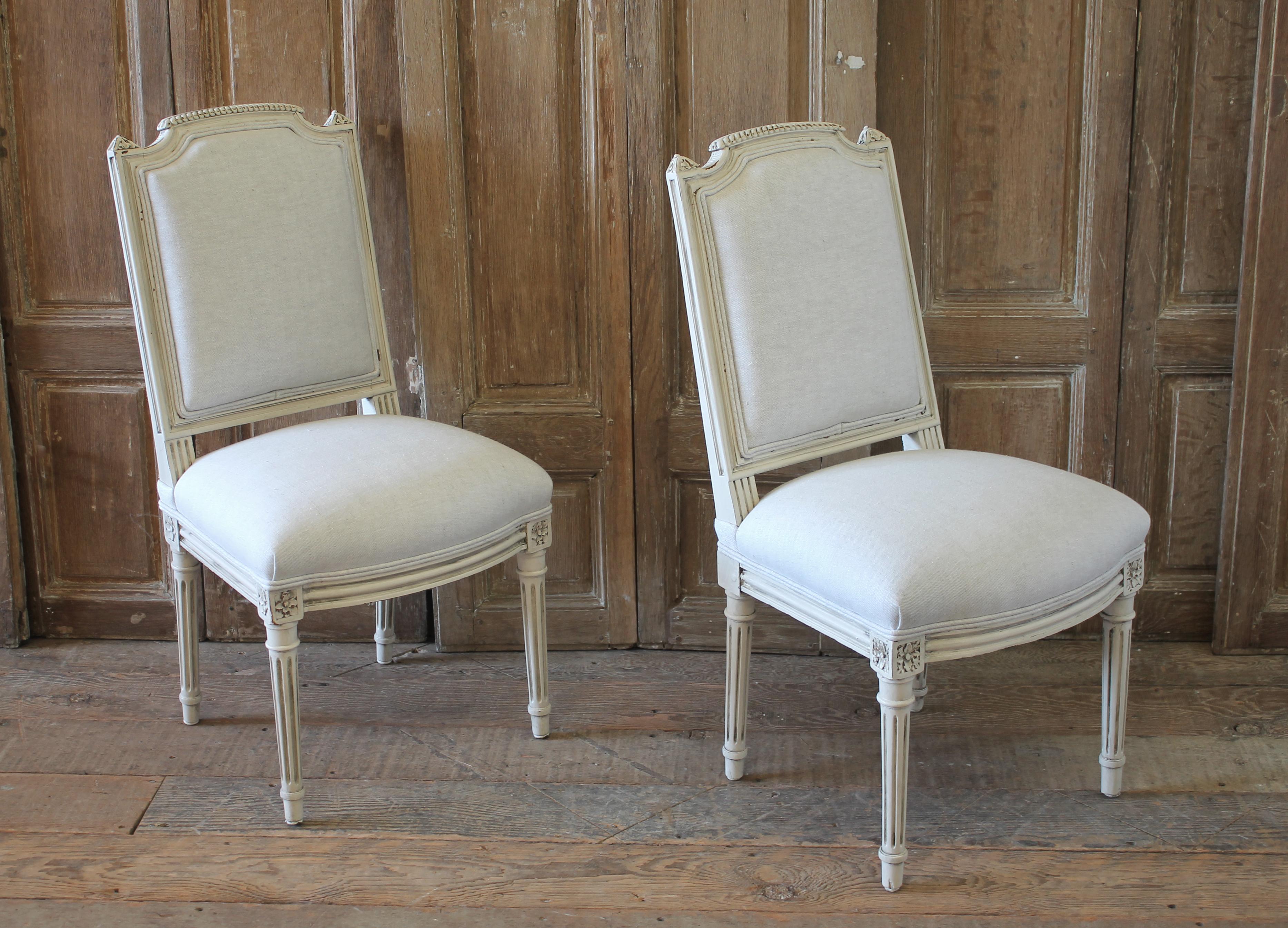 Early 20th Century Pair of Painted and Upholstered Louis XVI Style Childs Chairs 6
