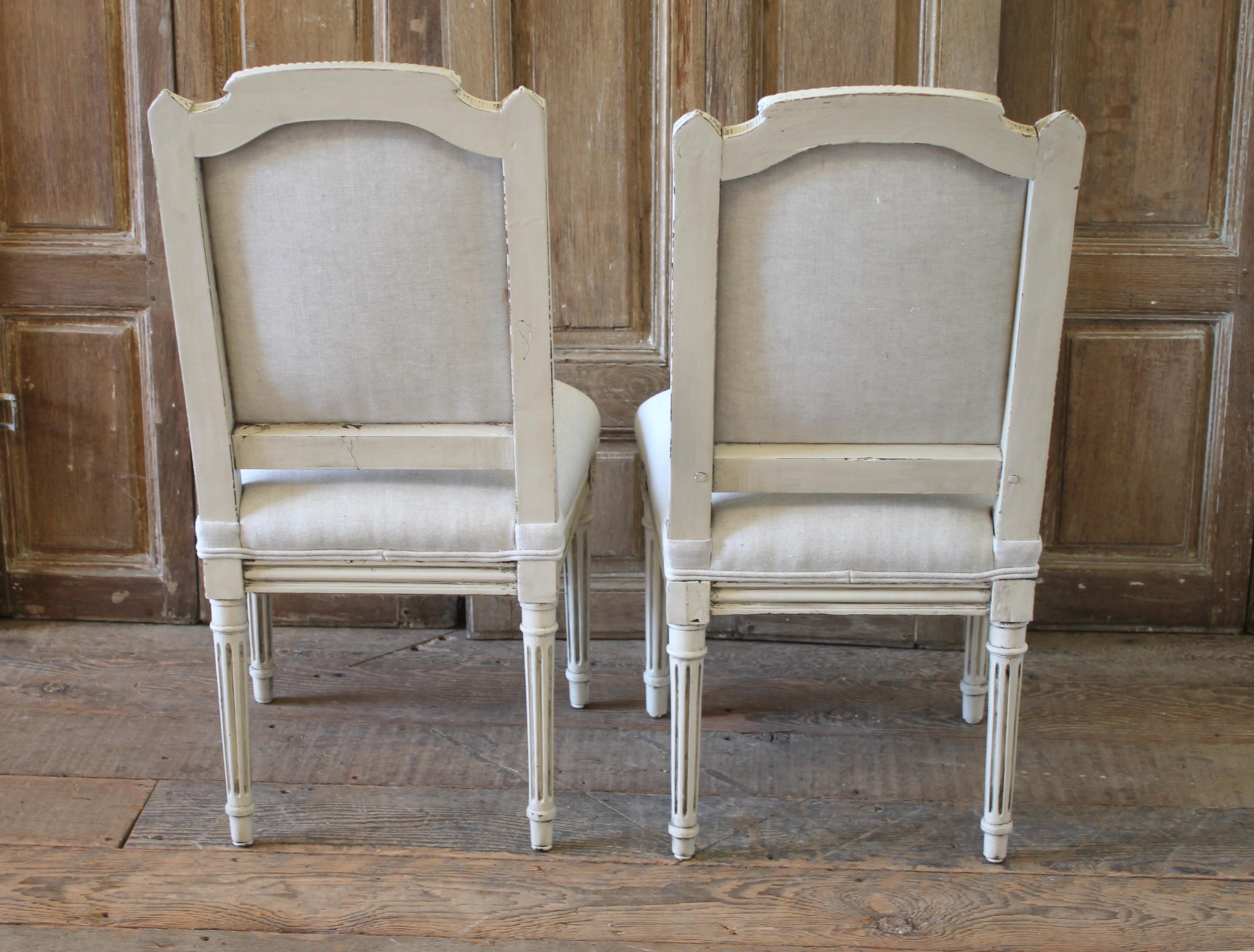 Early 20th Century Pair of Painted and Upholstered Louis XVI Style Childs Chairs 9