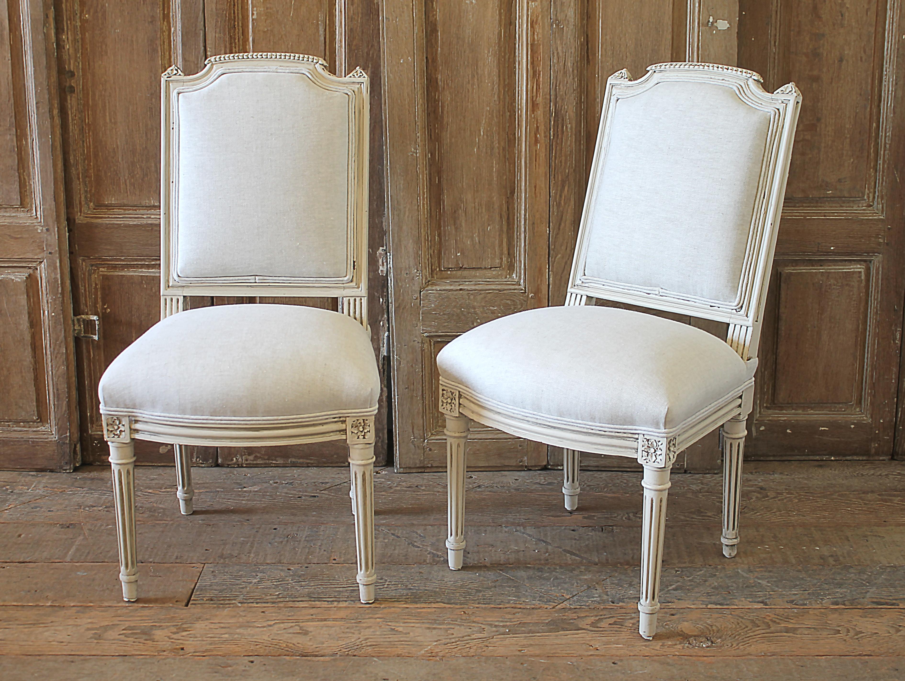 European Early 20th Century Pair of Painted and Upholstered Louis XVI Style Childs Chairs