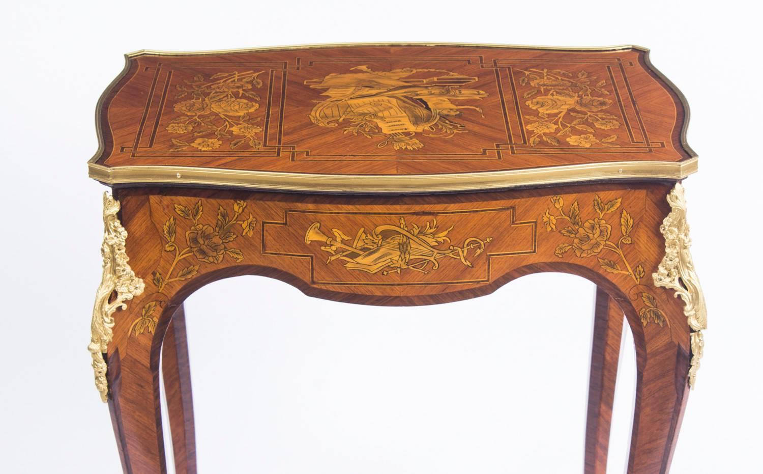 Early 20th Century Pair of Parquetry and Ormolu-Mounted Occasional Tables 11
