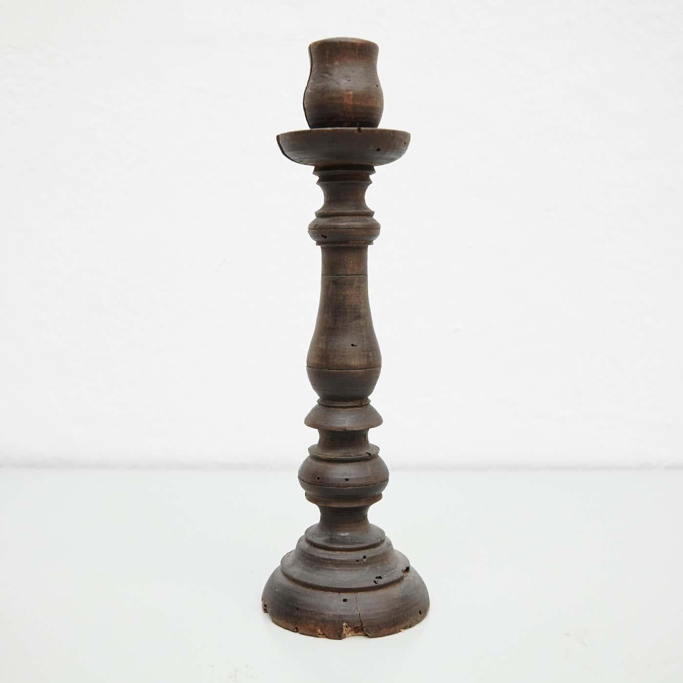 Early 20th Century Pair of Popular Traditional Rustic Wood Candlesticks 5
