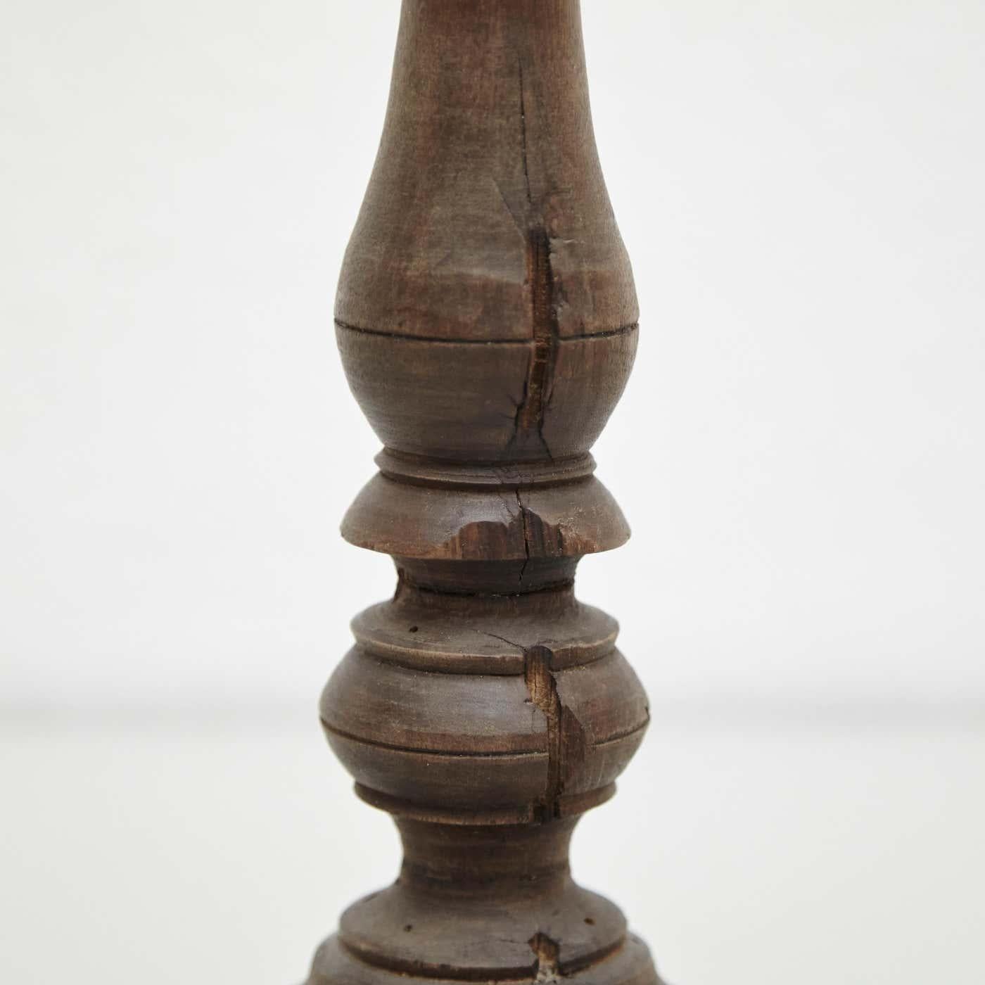 Early 20th Century Pair of Popular Traditional Rustic Wood Candlesticks 7
