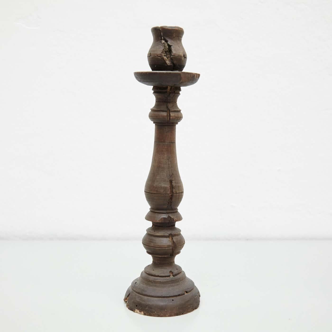 Early 20th Century Pair of Popular Traditional Rustic Wood Candlesticks 9
