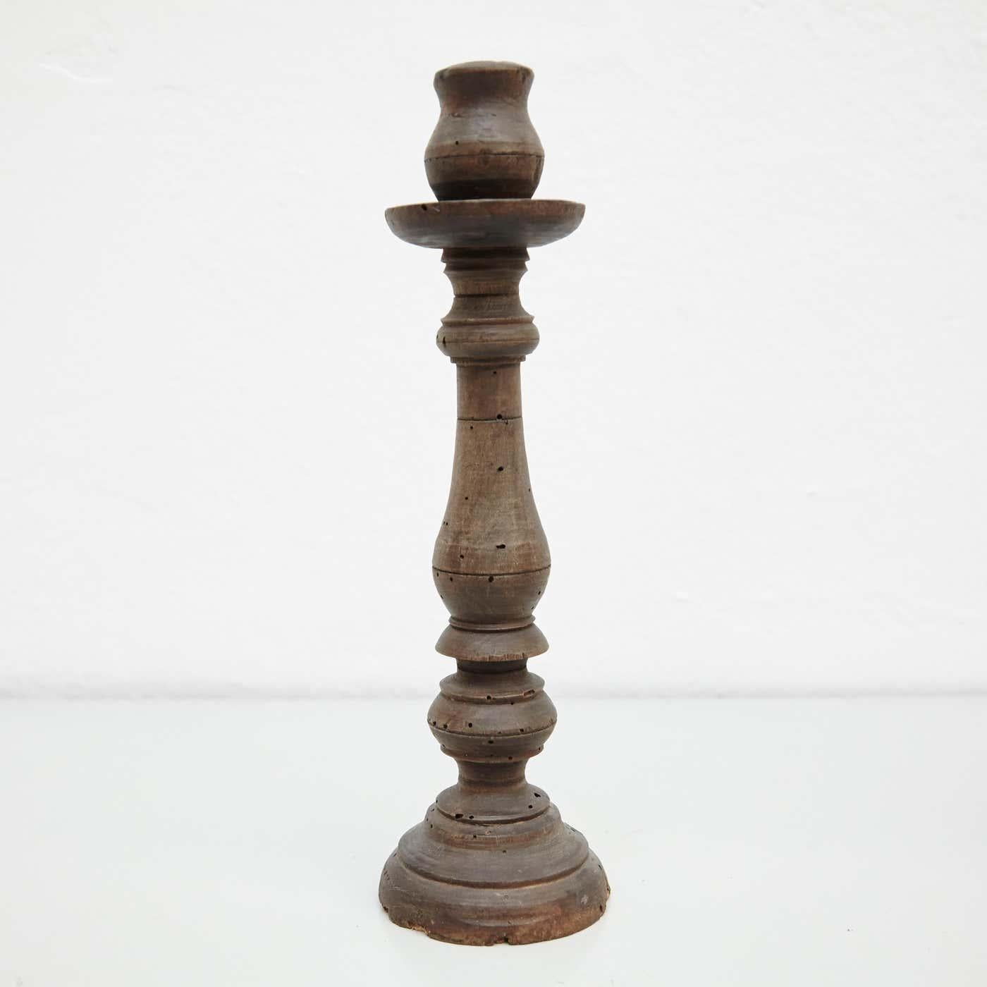 Early 20th Century Pair of Popular Traditional Rustic Wood Candlesticks 11
