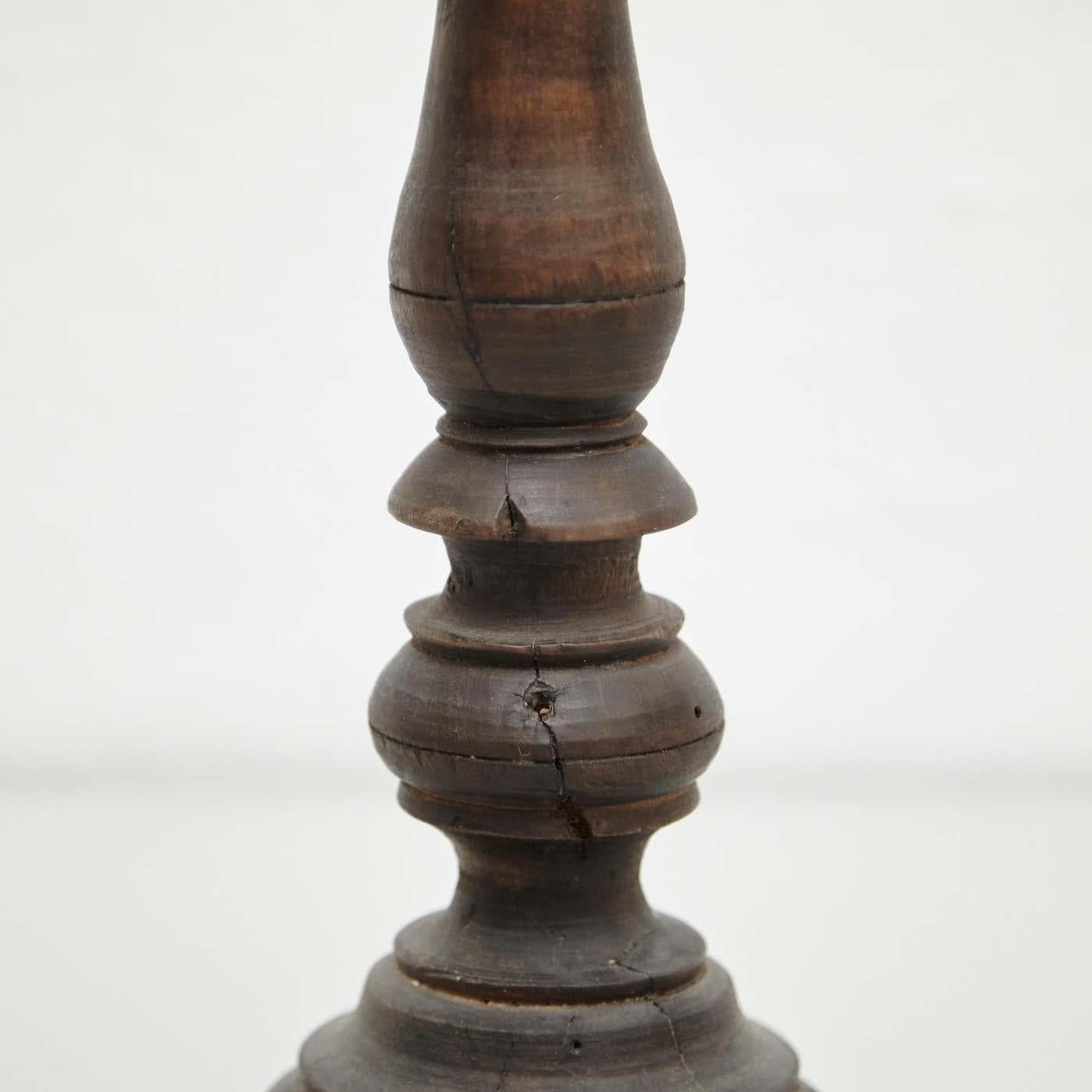 Early 20th Century Pair of Popular Traditional Rustic Wood Candlesticks 1