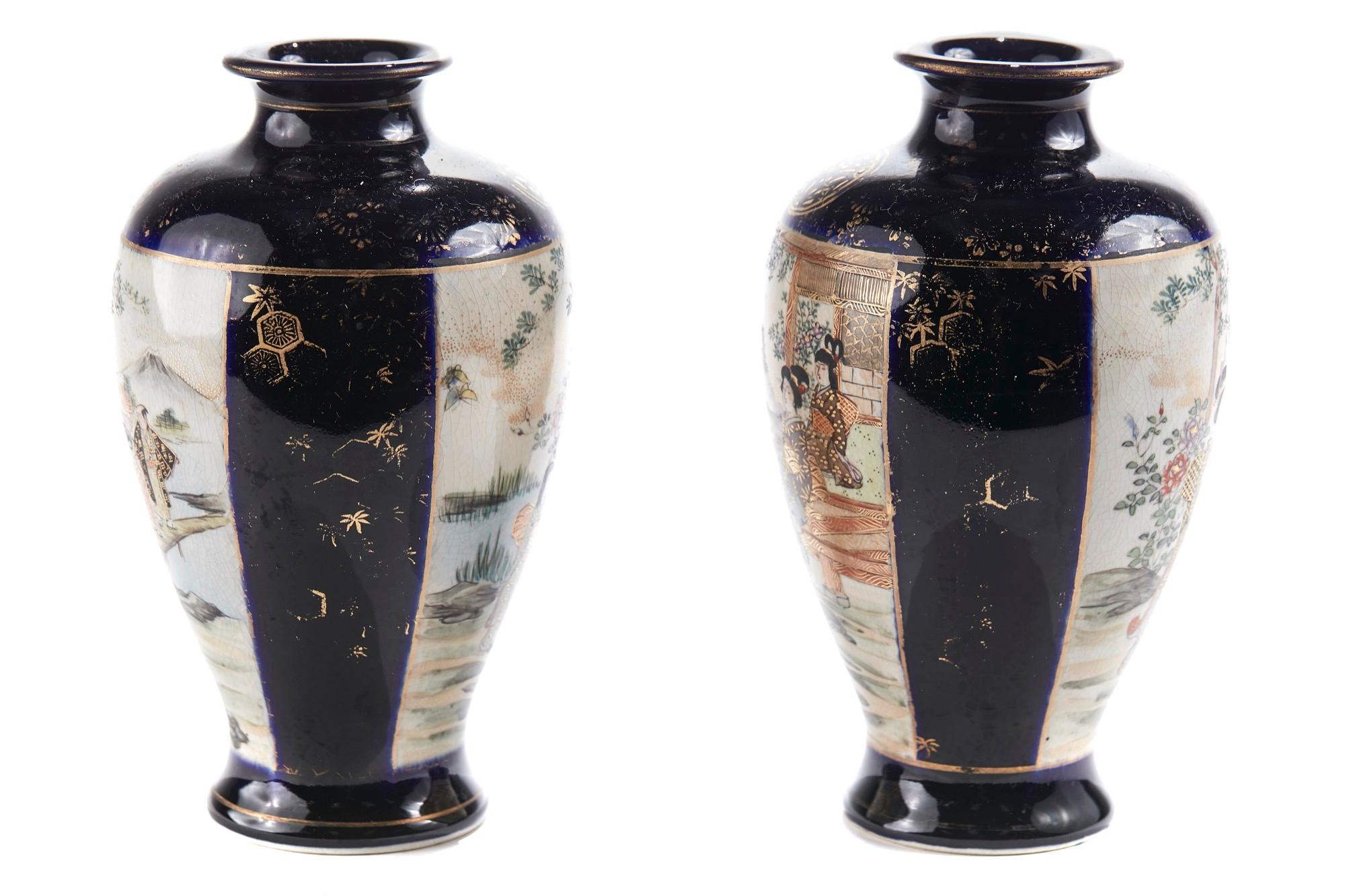Early 20th Century Pair of Satsuma Vases In Excellent Condition In Suffolk, GB
