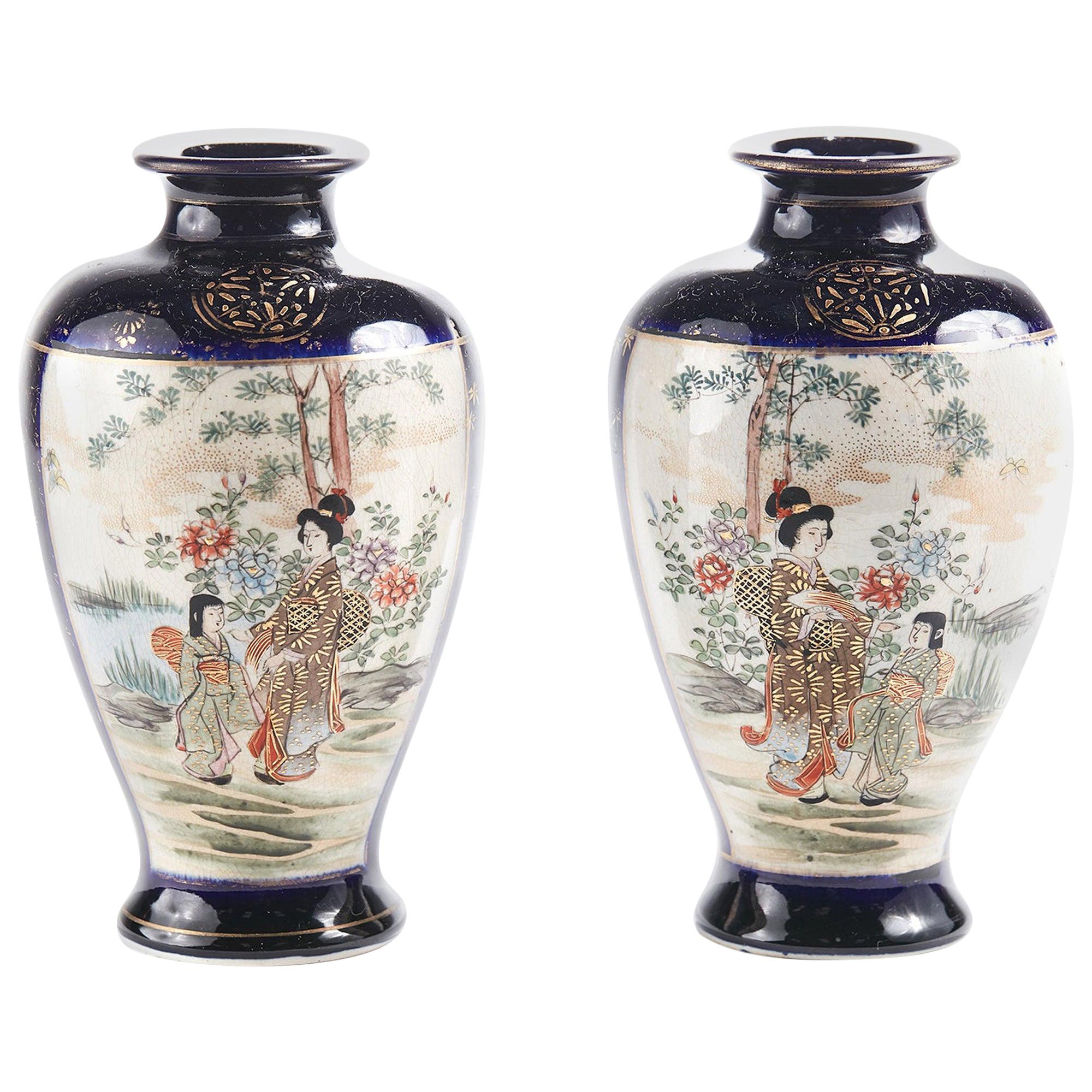 Early 20th Century Pair of Satsuma Vases
