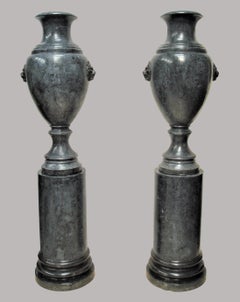 Early 20th Century Pair of Scagliola Urns on Pedestals