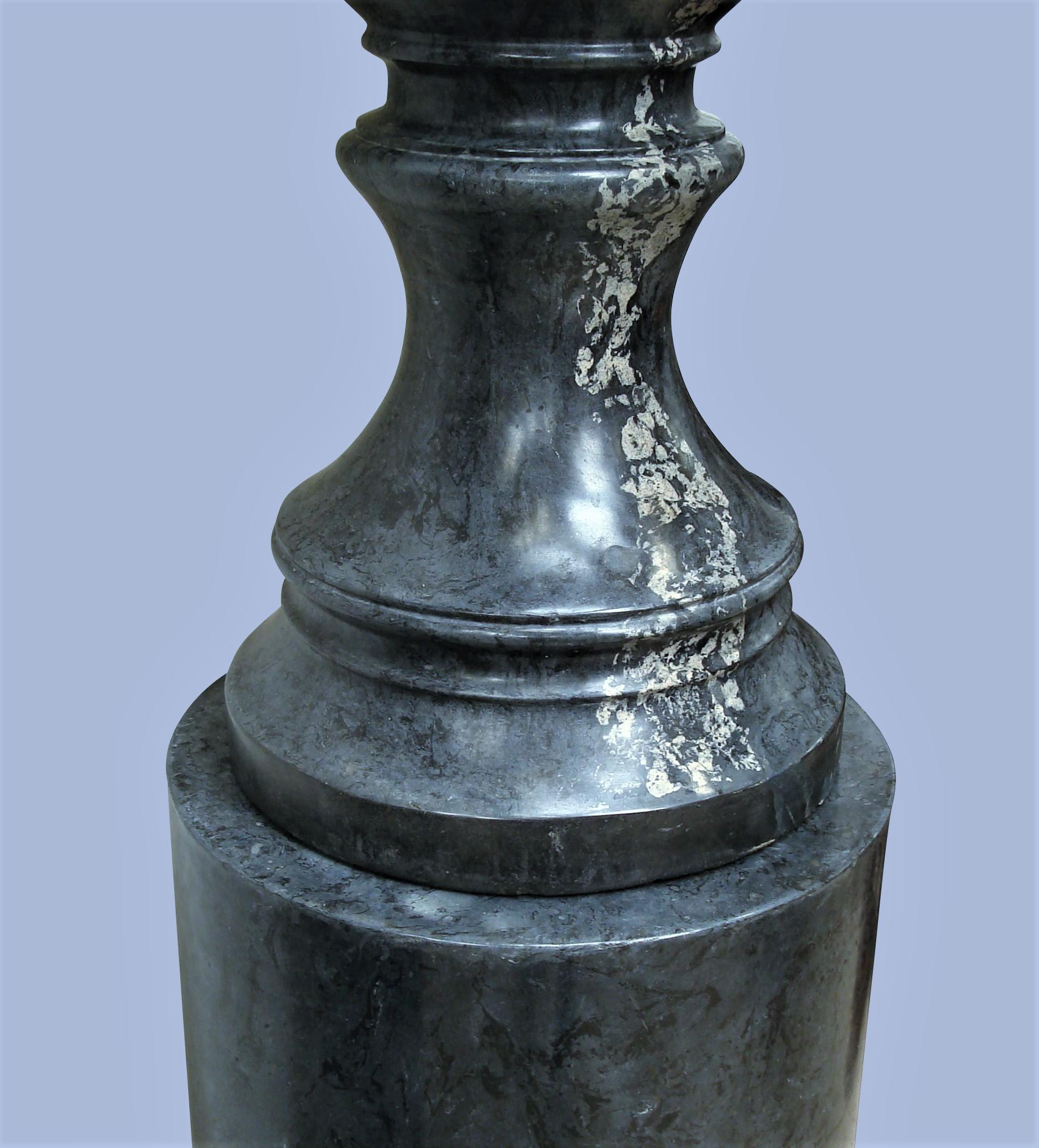 Early 20th Century Pair of Scagliola Urns on Pedestals (20. Jahrhundert) im Angebot