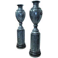 Early 20th Century Pair of Scagliola Urns on Pedestals