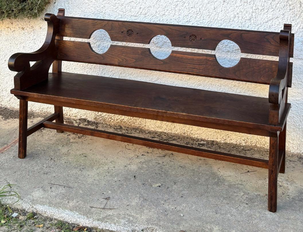 Pareja De Bancos Españoles De Madera Maciza De Principios Del Siglo XX Hechos A Mano en Bueno estado para la venta en BÉTERA, ES