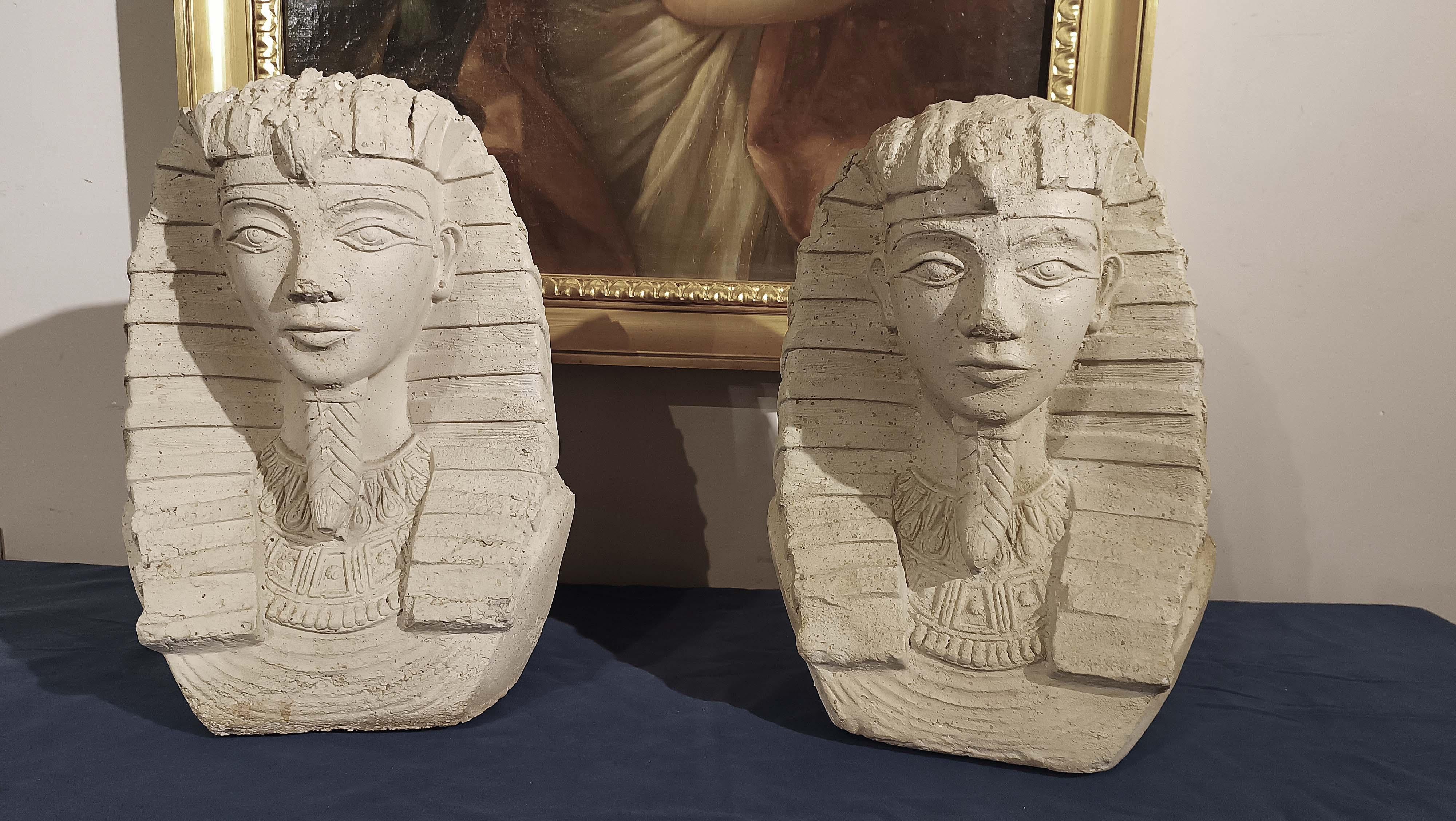 EARLY 20th CENTURY PAIR OF STUCCO SPHINXES For Sale 4