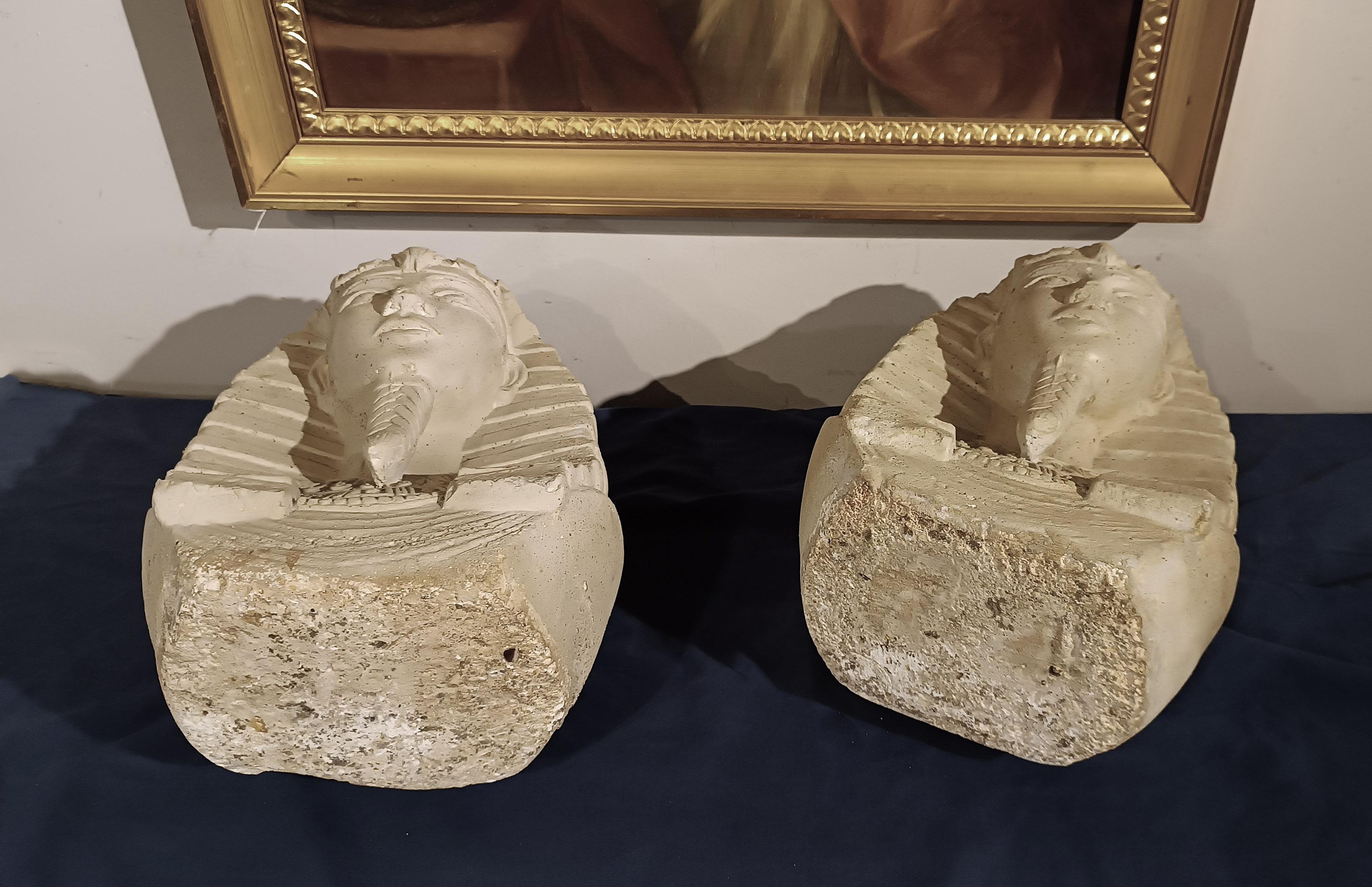 EARLY 20th CENTURY PAIR OF STUCCO SPHINXES For Sale 2