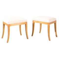 Early 20th century pair of Swedish satin birch stools