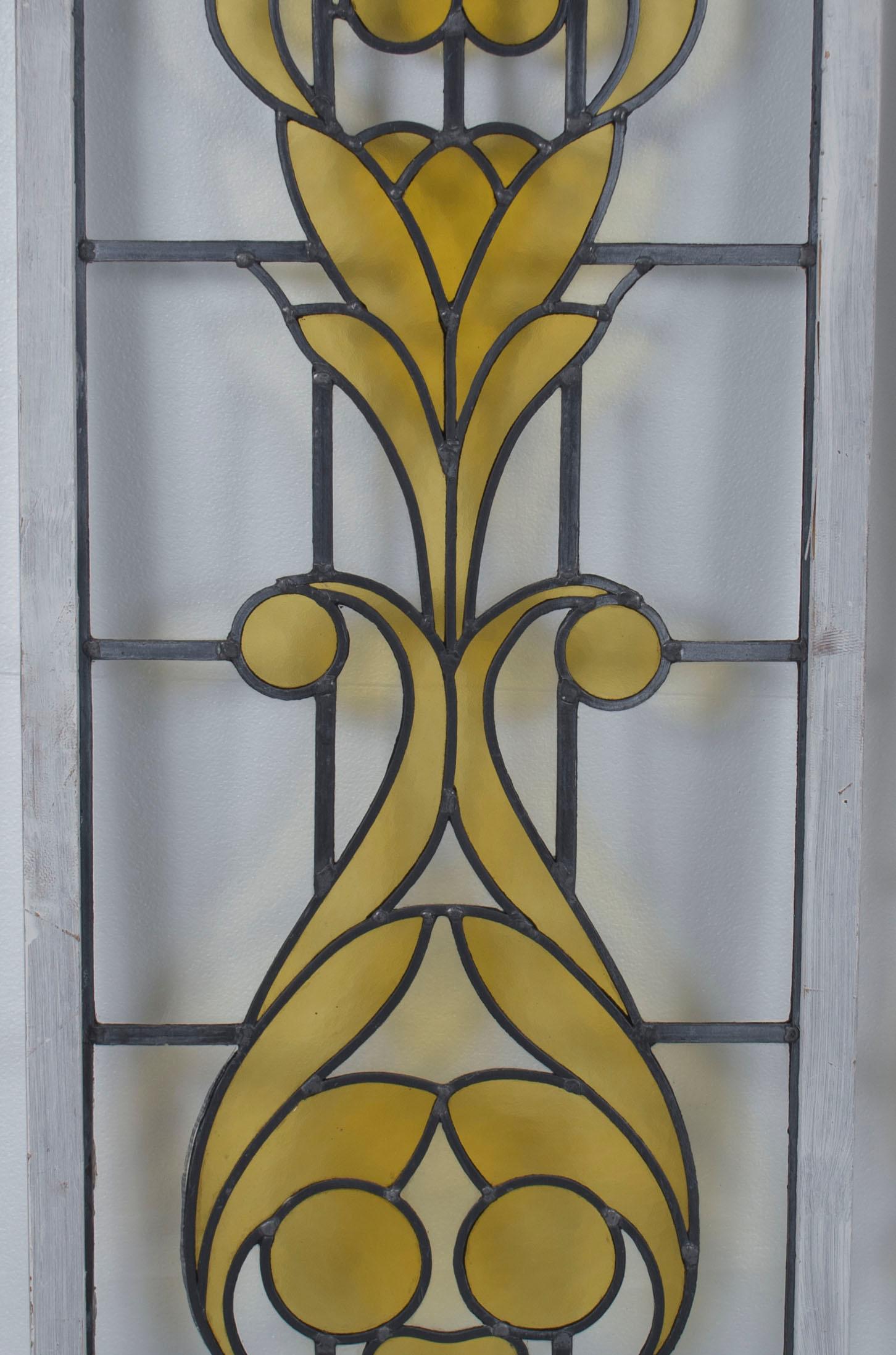 Victorian Early 20th Century Pair of Tall Leaded Stained Glass Panels For Sale