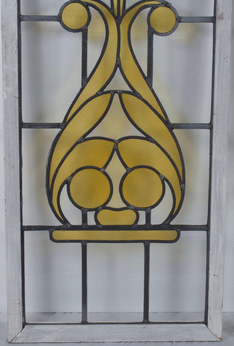 Early 20th Century Pair of Tall Leaded Stained Glass Panels For Sale at