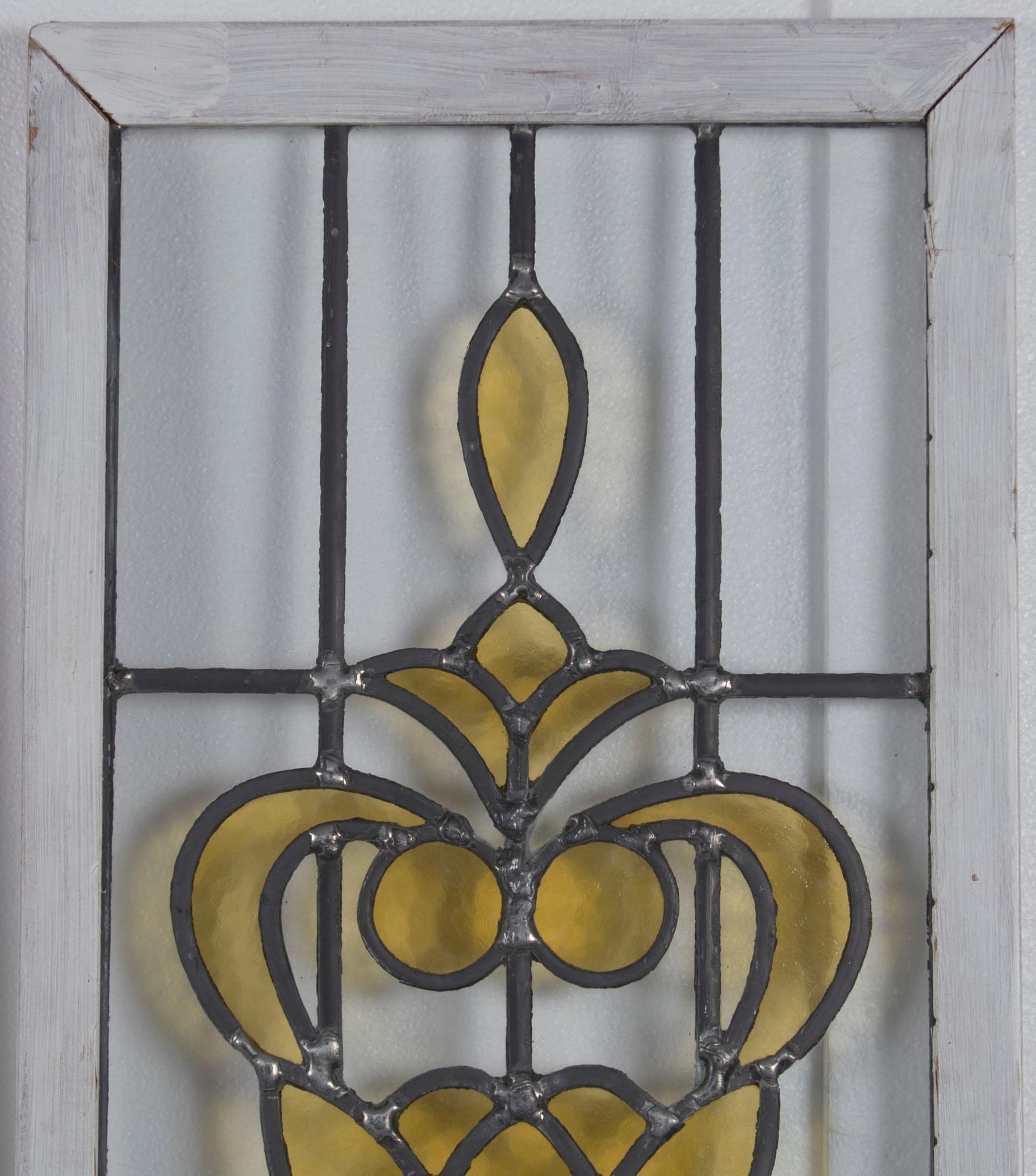 Early 20th Century Pair of Tall Leaded Stained Glass Panels For Sale 2