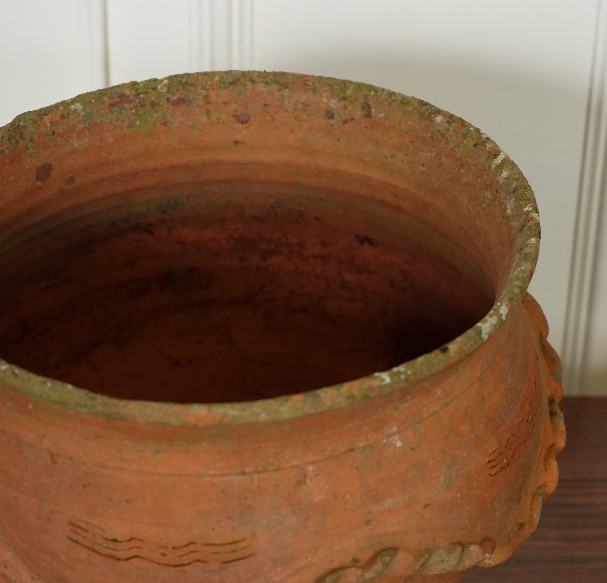 Terracotta EARLY 20TH CENTURY PAIR OF TERRACOTTA PLANTERS POTS j1