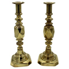 Early 20th Century Pair of the "Diamond Prince" English Brass Candlesticks