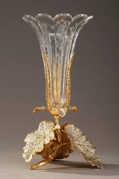 Early 20th Century Pair of Vases in Glass, Gilt and Silvered Brass
