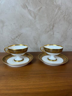 Early 20th century Paire of Limoges Porcelain Tea Cups and Saucer, 1920s