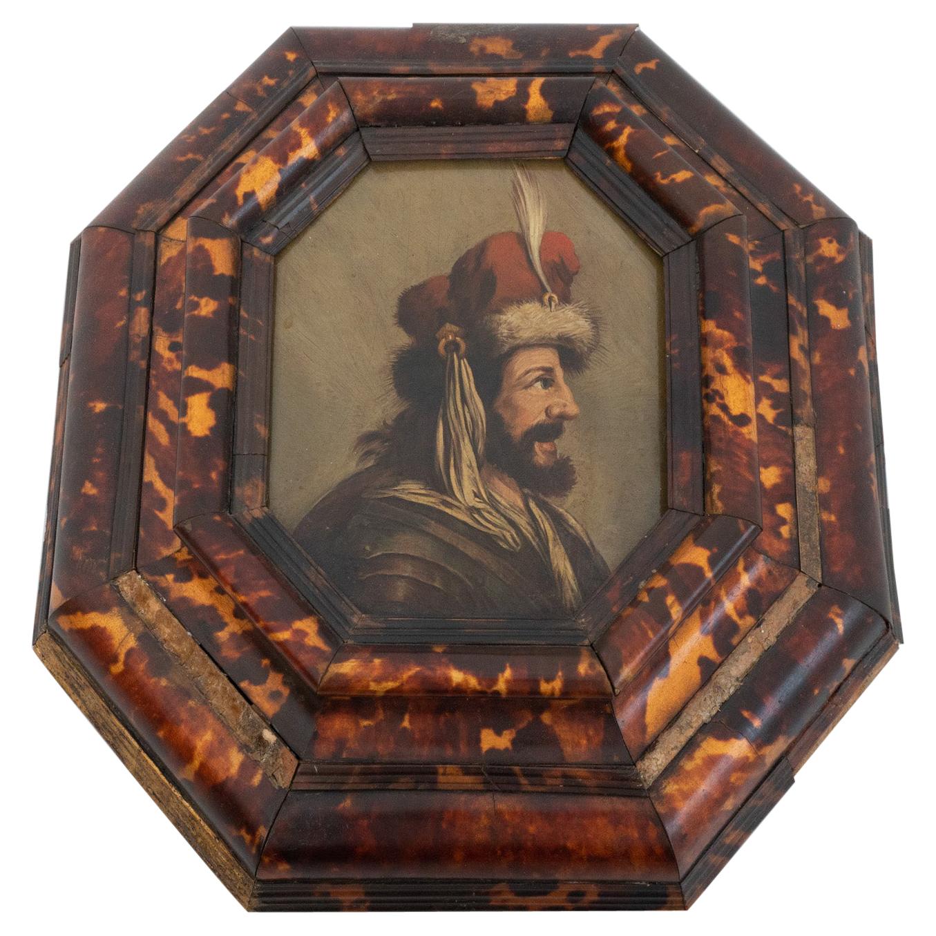 Early 20th Century Palmedes Painting in Wooden Frame
