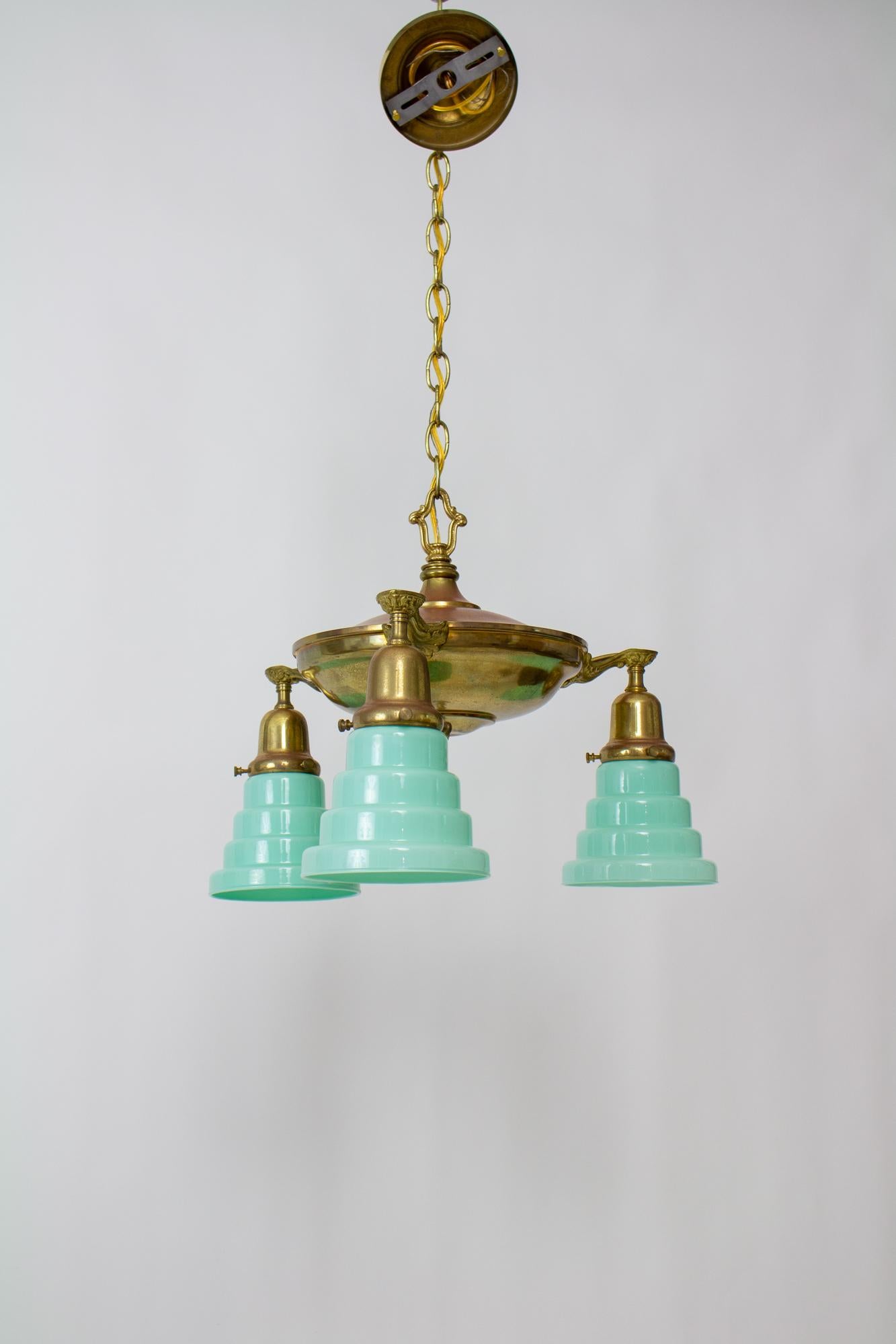 Early 20th Century Pan Light with Art Deco Glass 1