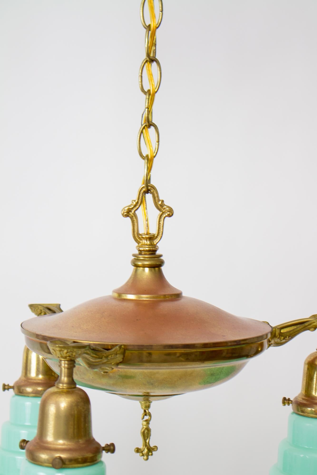 Early 20th Century Pan Light with Art Deco Glass 4