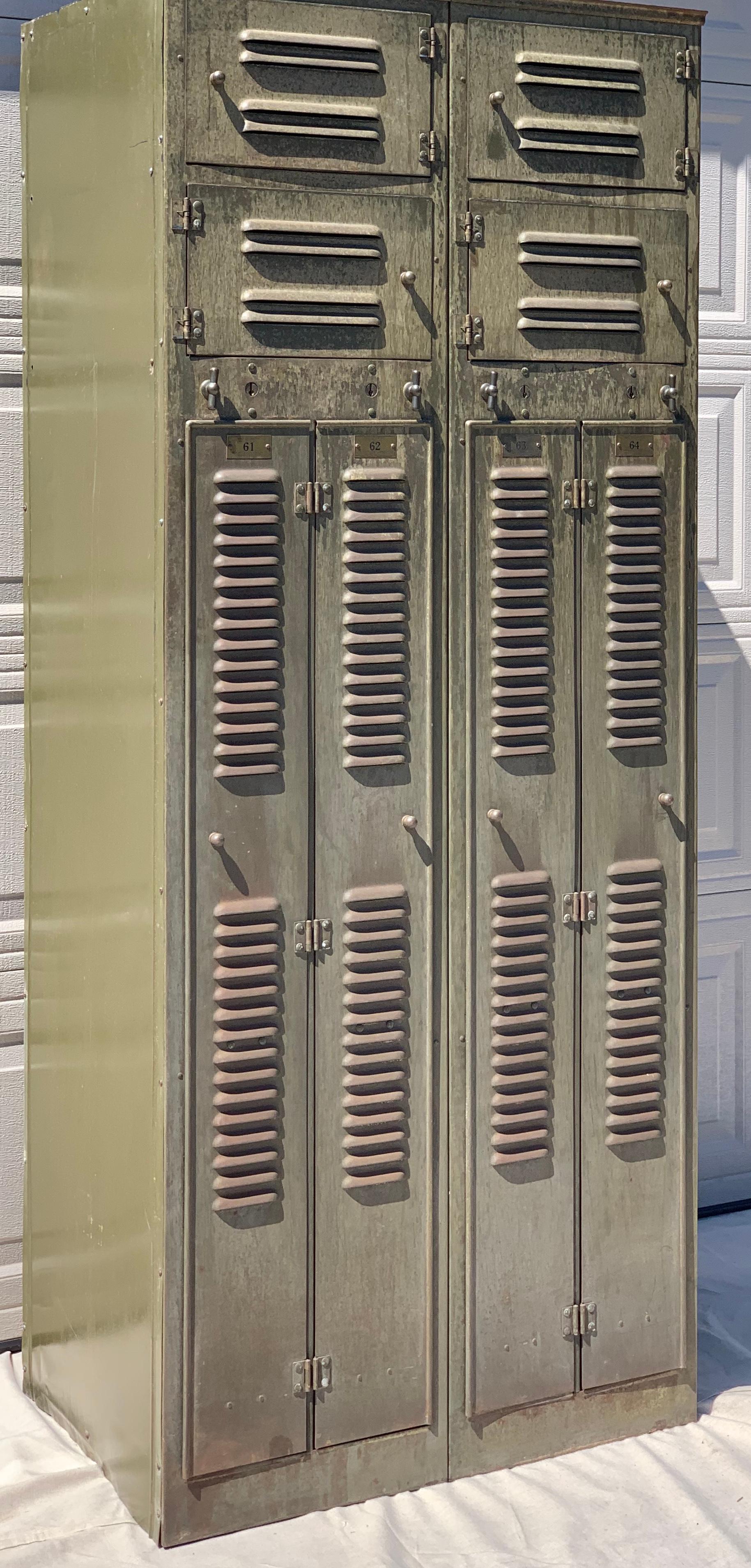 Industrial Early 20th Century Panel of Four Lockers
