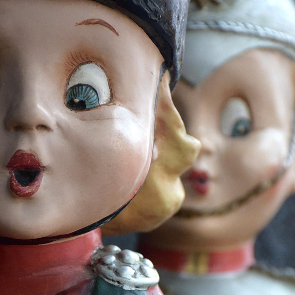 Early 20th century papier mâché Pytram Ltd English advertising figures
We are proud to offer one of the rarest collections of early 20th century papier mâché English advertising figures. In the form of Susie and Sammy Sunlea, made by Pytram Ltd in
