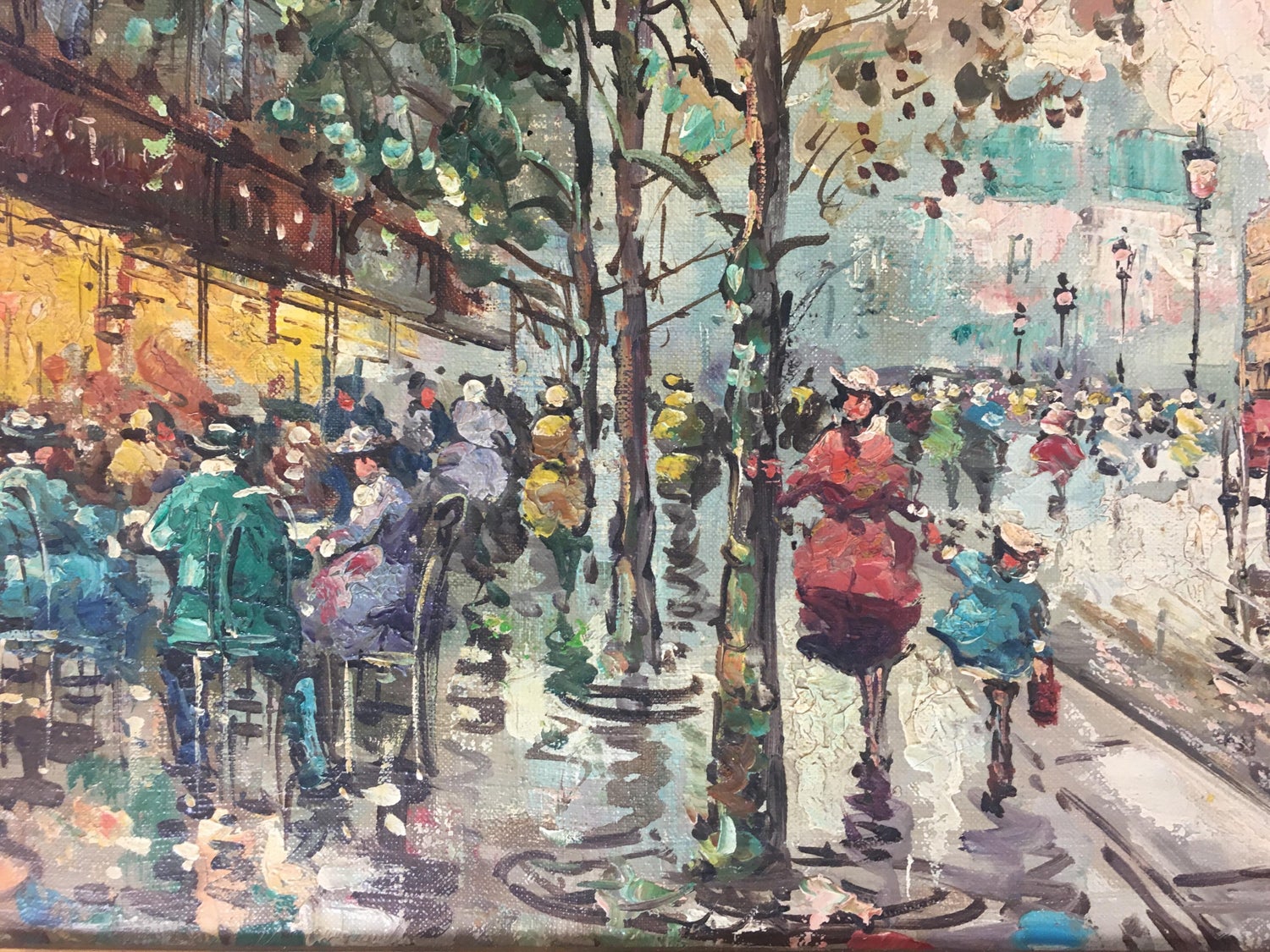 Impressionist Parisian Street Scene Original Oil On Canvas Signed At 1stdibs