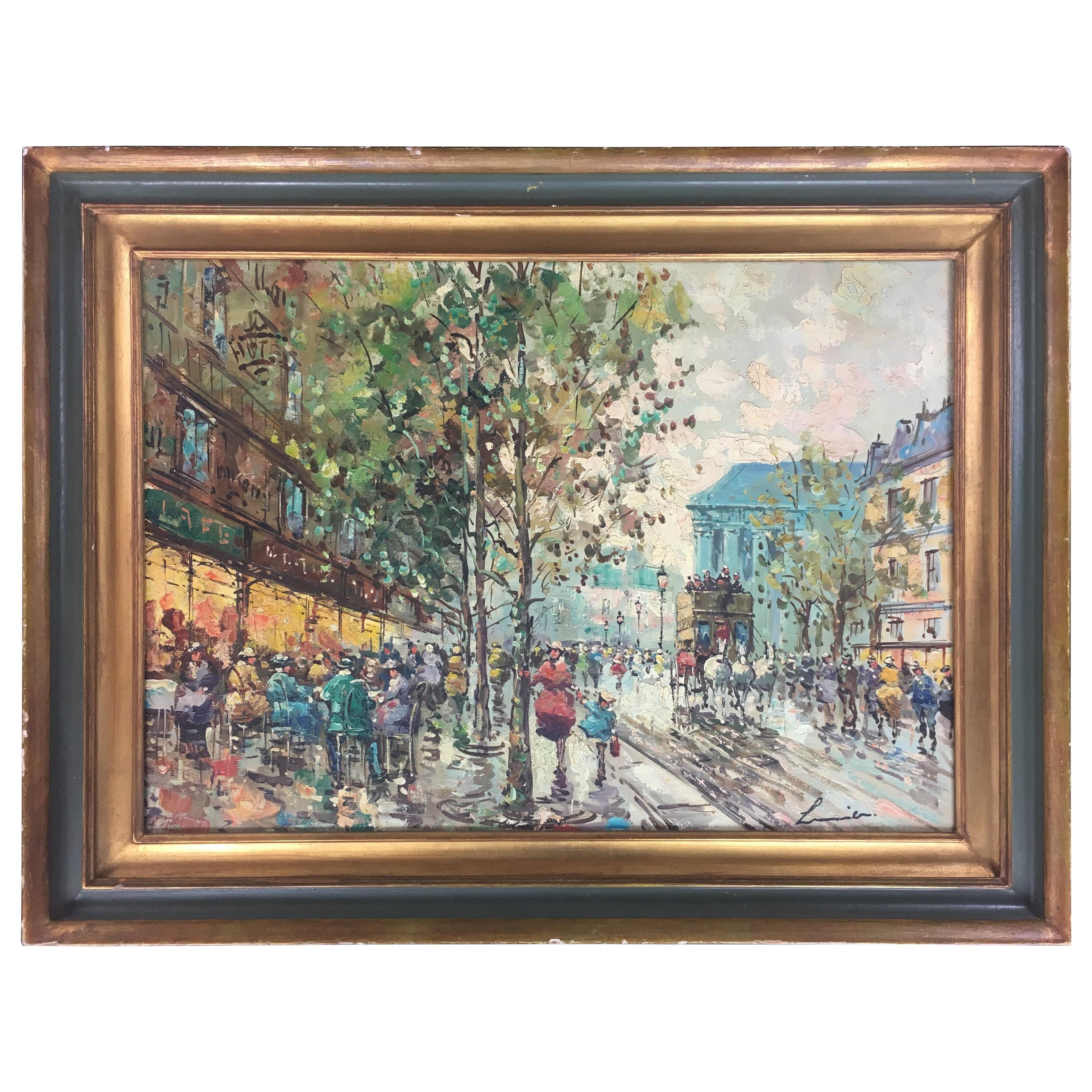 Impressionist "Parisian Street Scene" Original Oil on Canvas, Signed