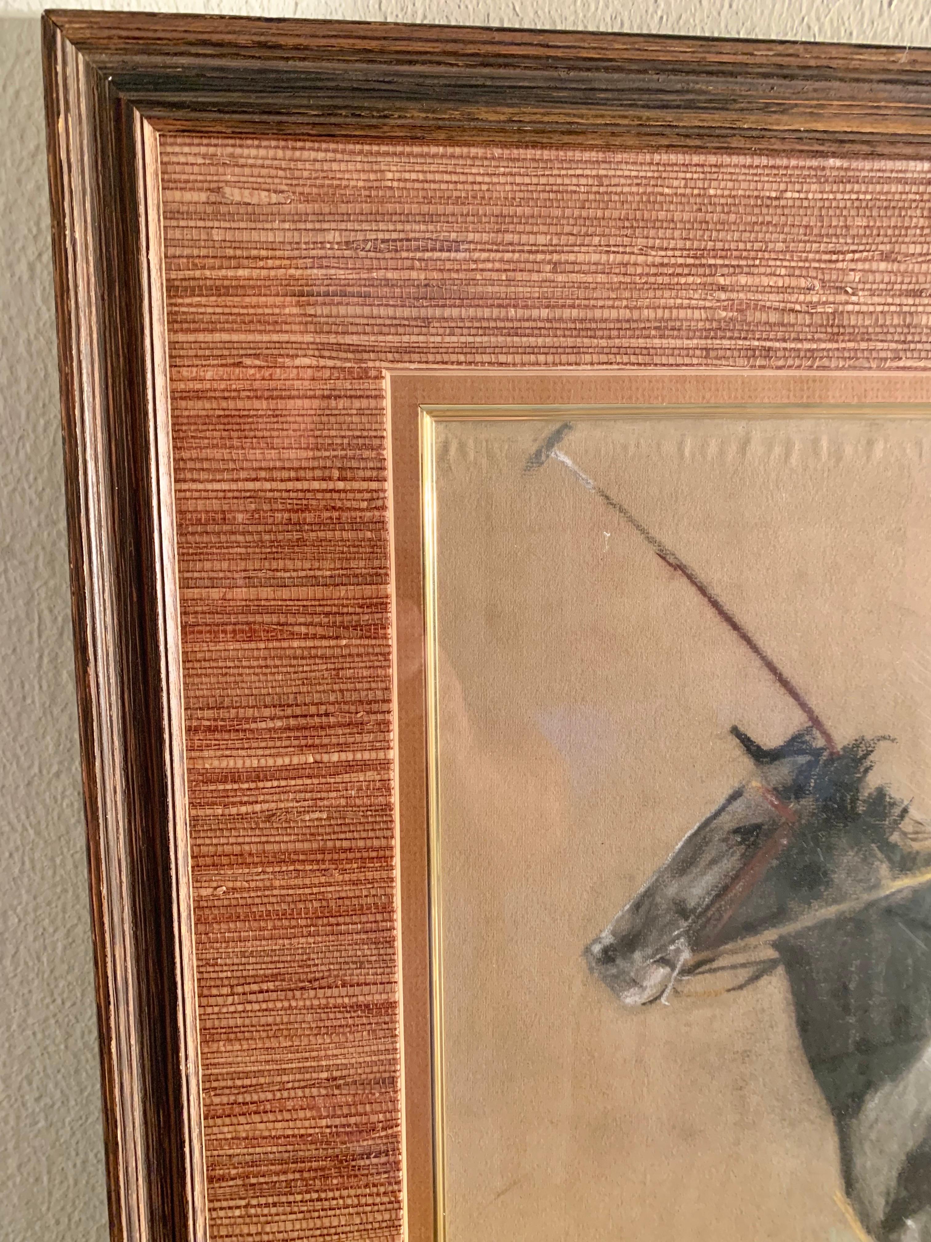 Early 20th Century Pastel and Crayon Polo Players Impressionism Art For Sale 2
