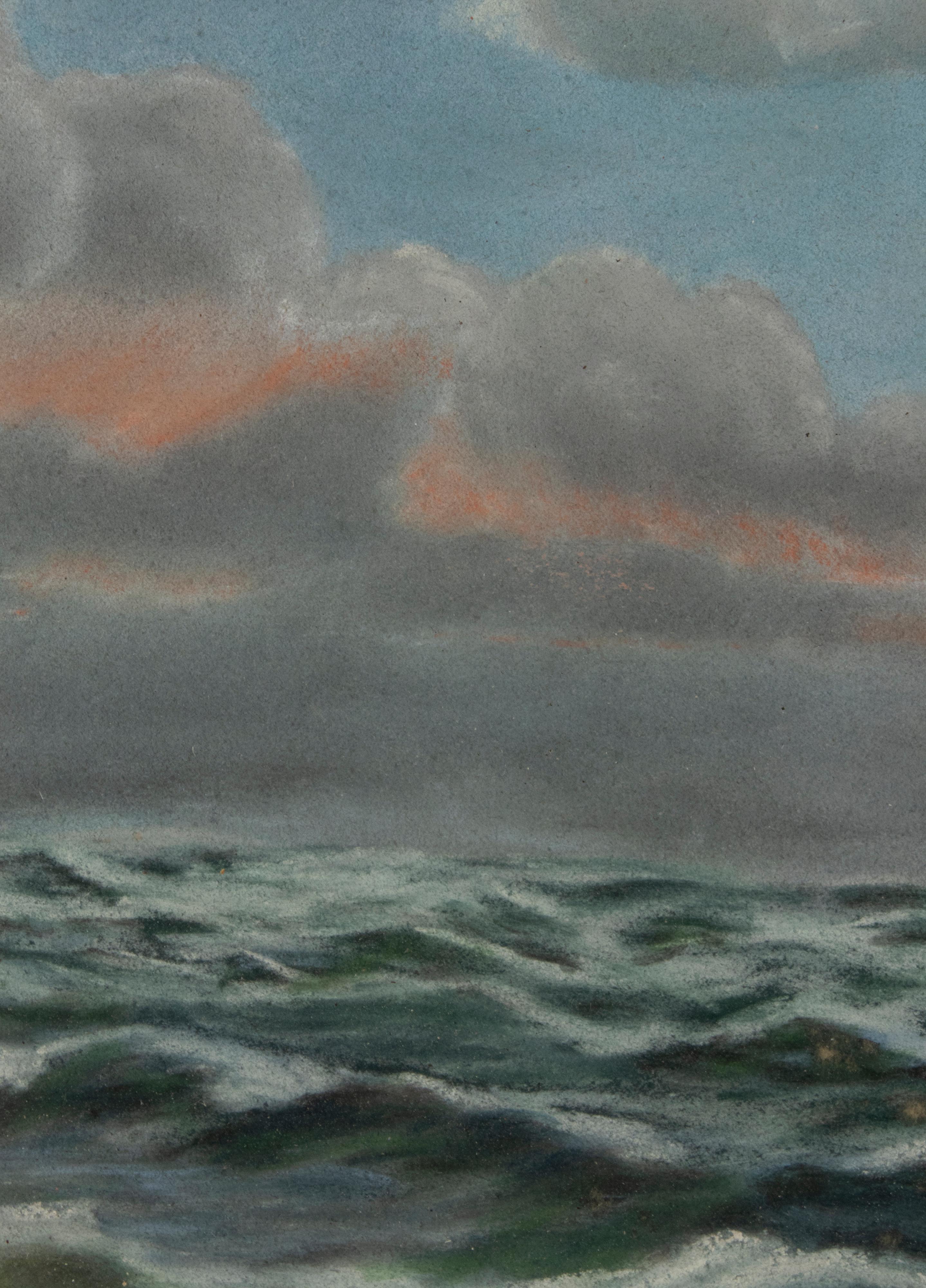 Early 20th Century Pastel of an Ocean View Seascape For Sale 3