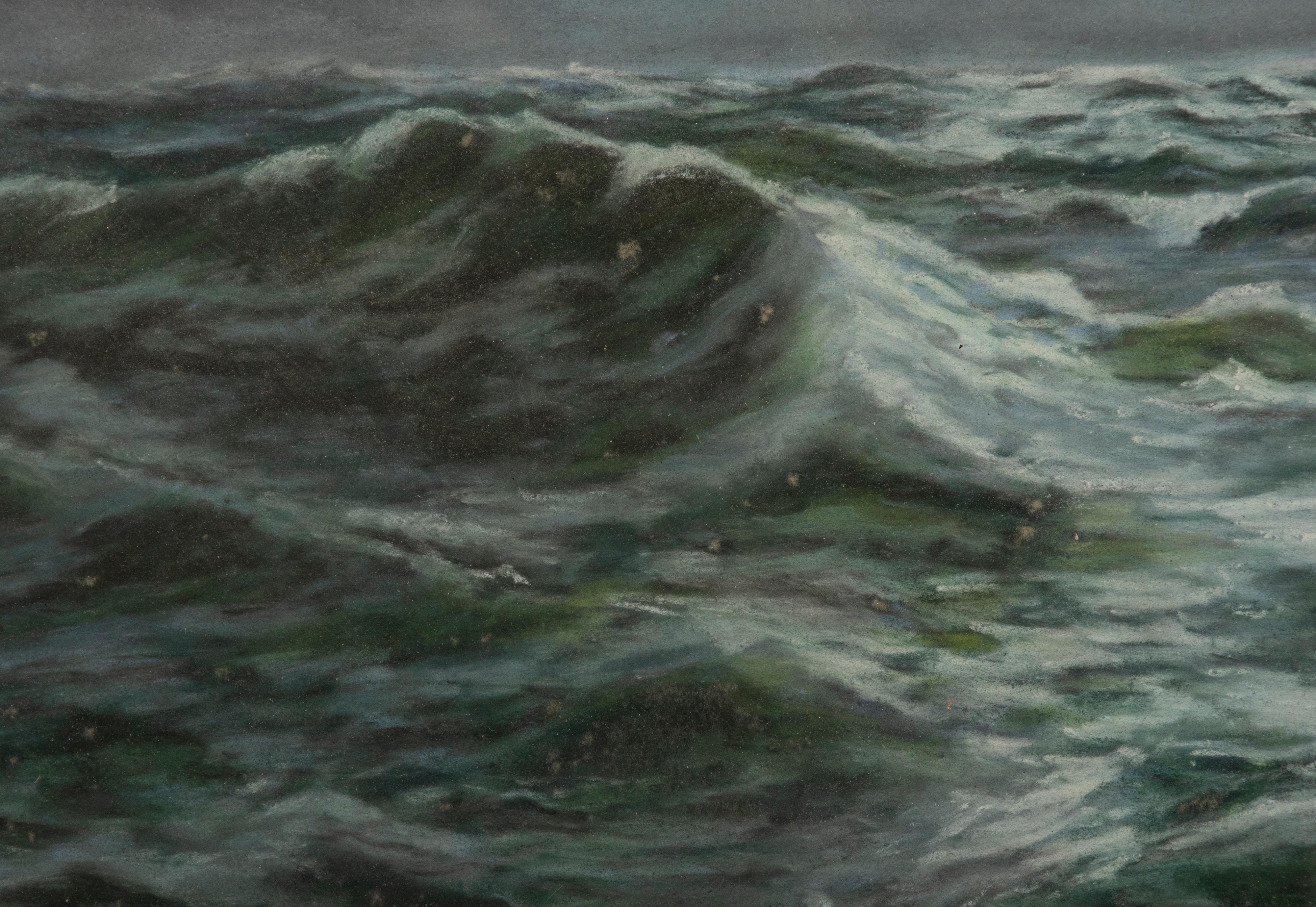 Early 20th Century Pastel of an Ocean View Seascape For Sale 4