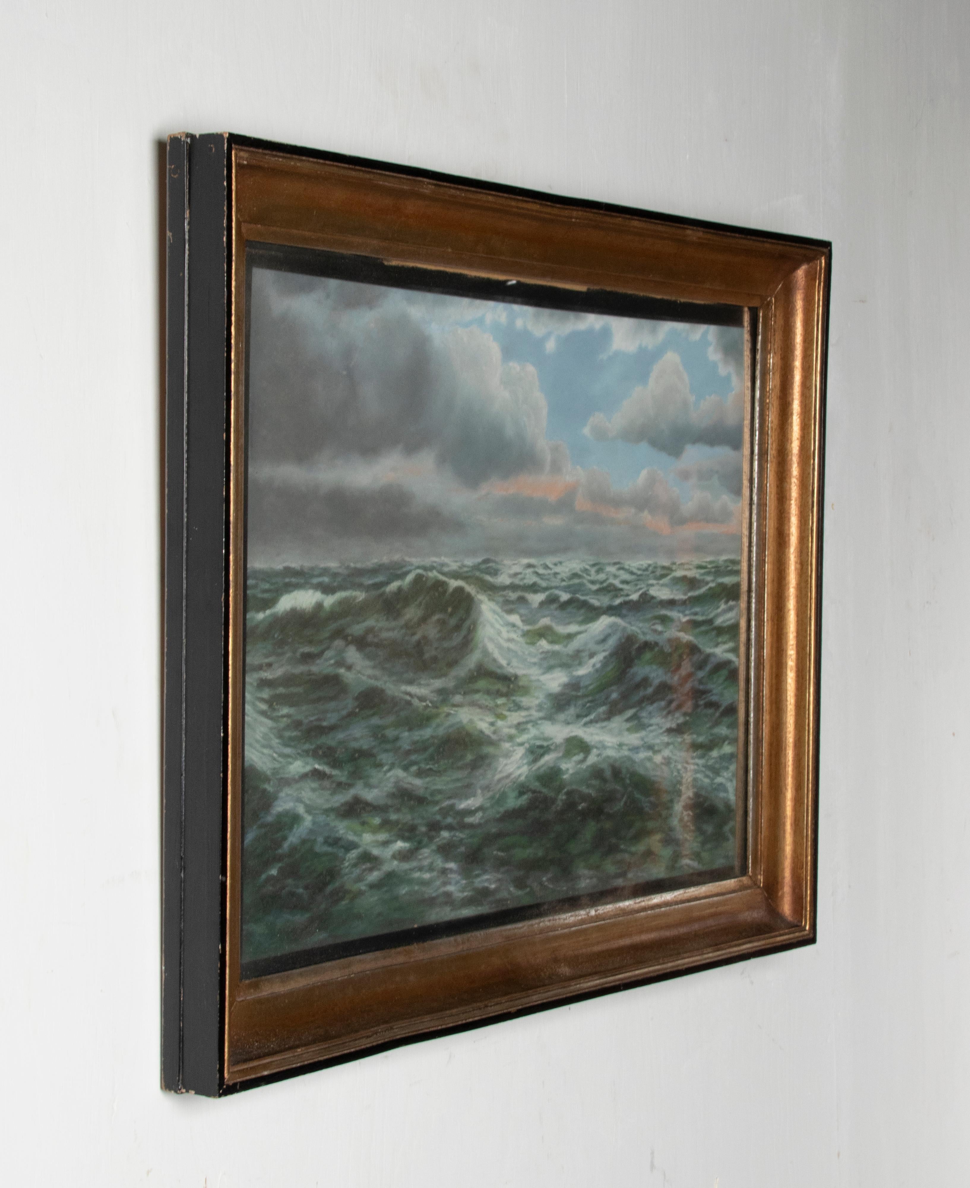 Early 20th Century Pastel of an Ocean View Seascape For Sale 5