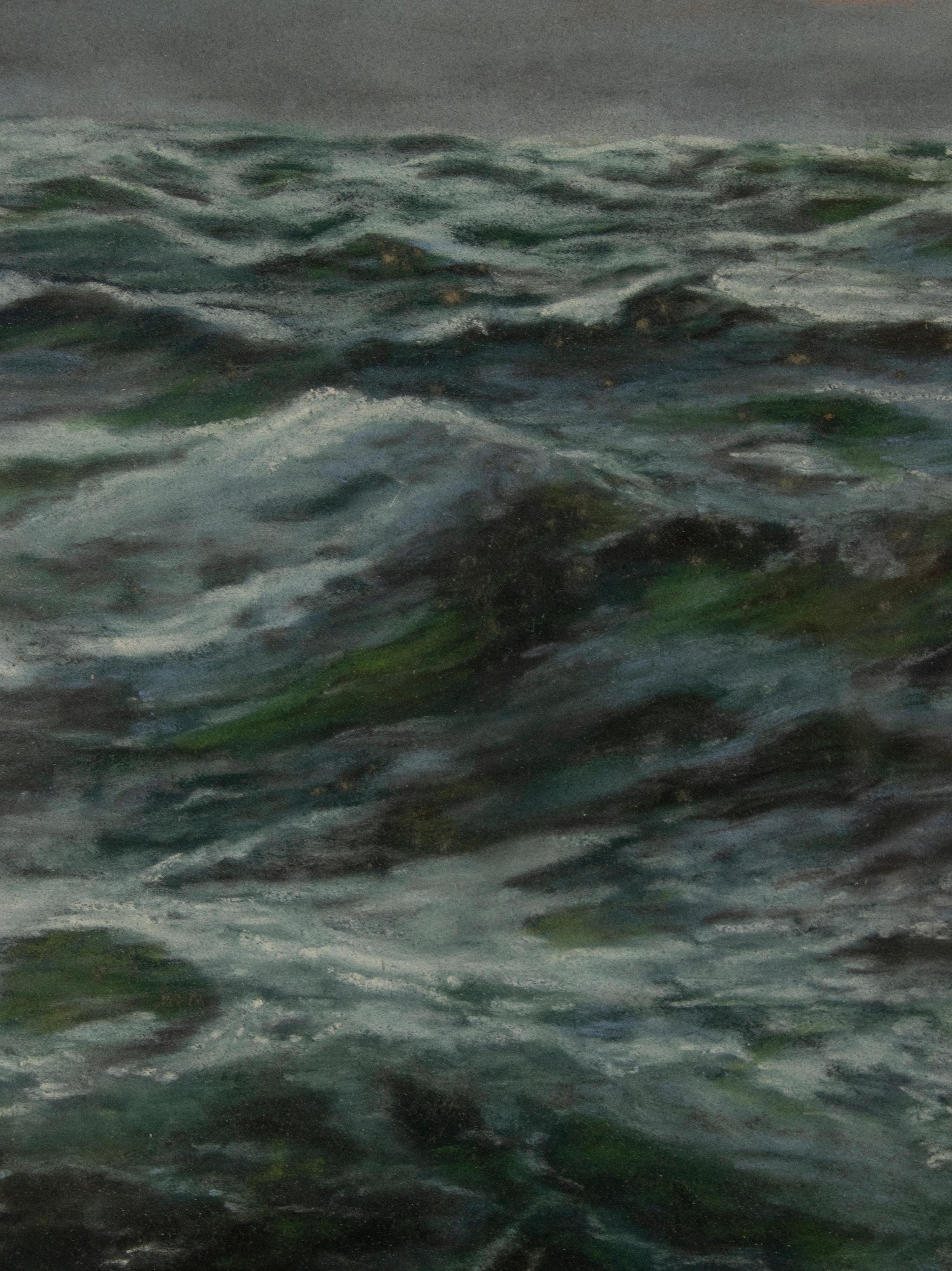 Early 20th Century Pastel of an Ocean View Seascape For Sale 8
