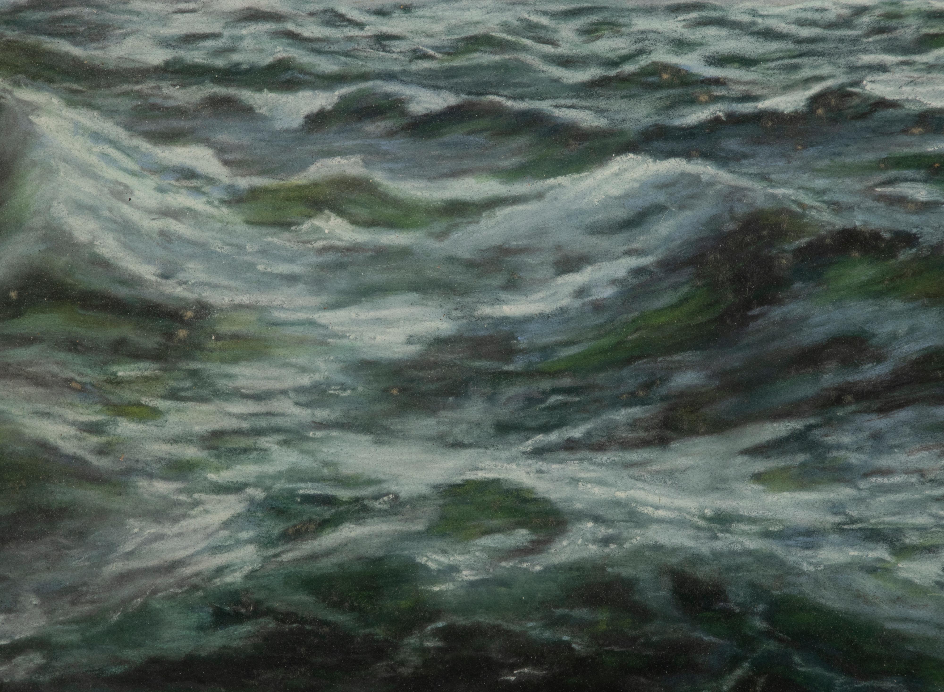 Early 20th Century Pastel of an Ocean View Seascape For Sale 2