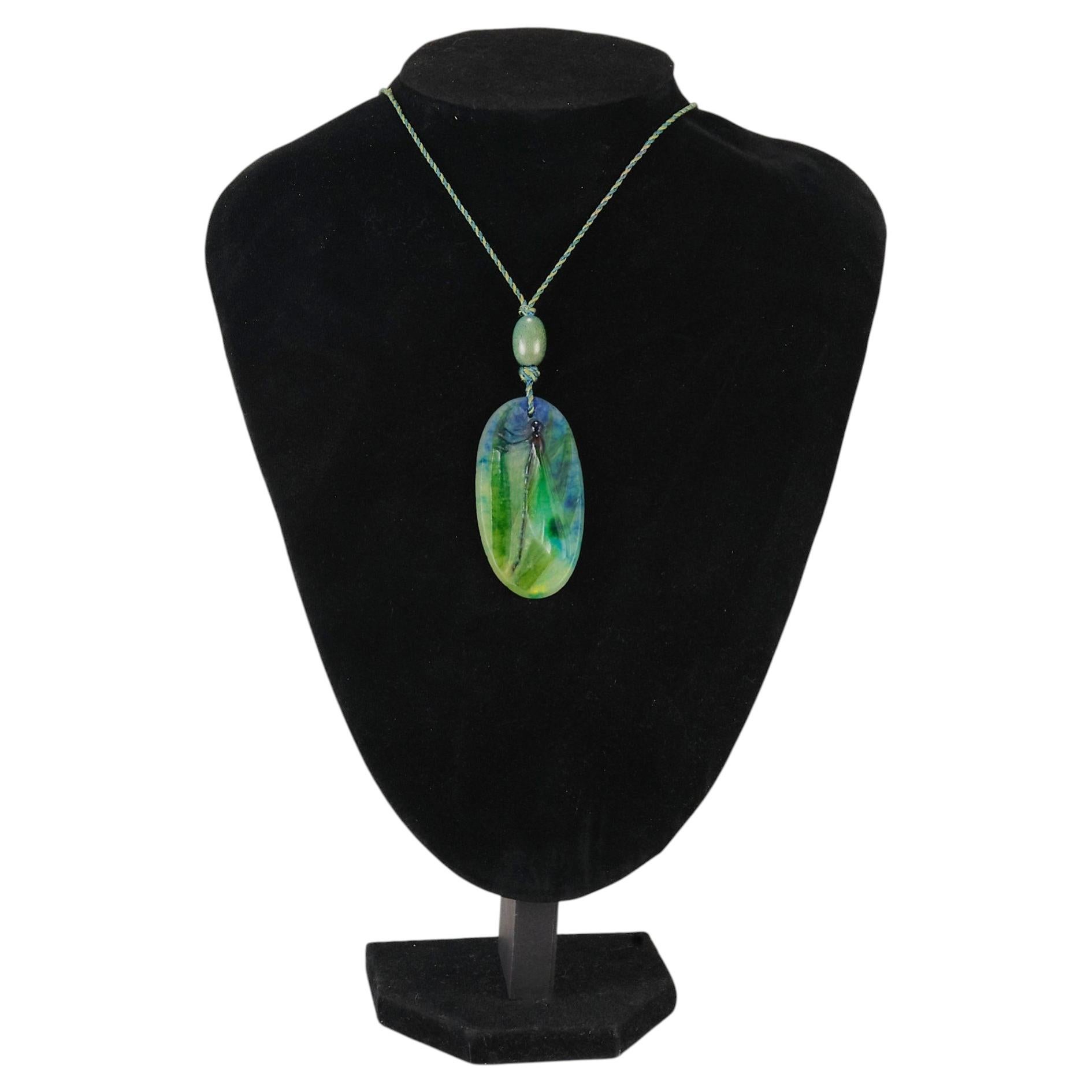 Early 20th Century Pate de Verre Glass "Dragonfly Pendant" by Amalric Walter For Sale