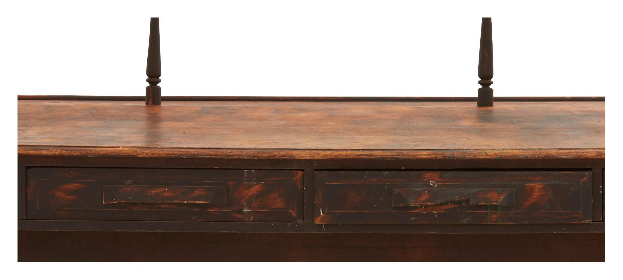 Iron Early 20th Century Patinaed Wood Bank Desk