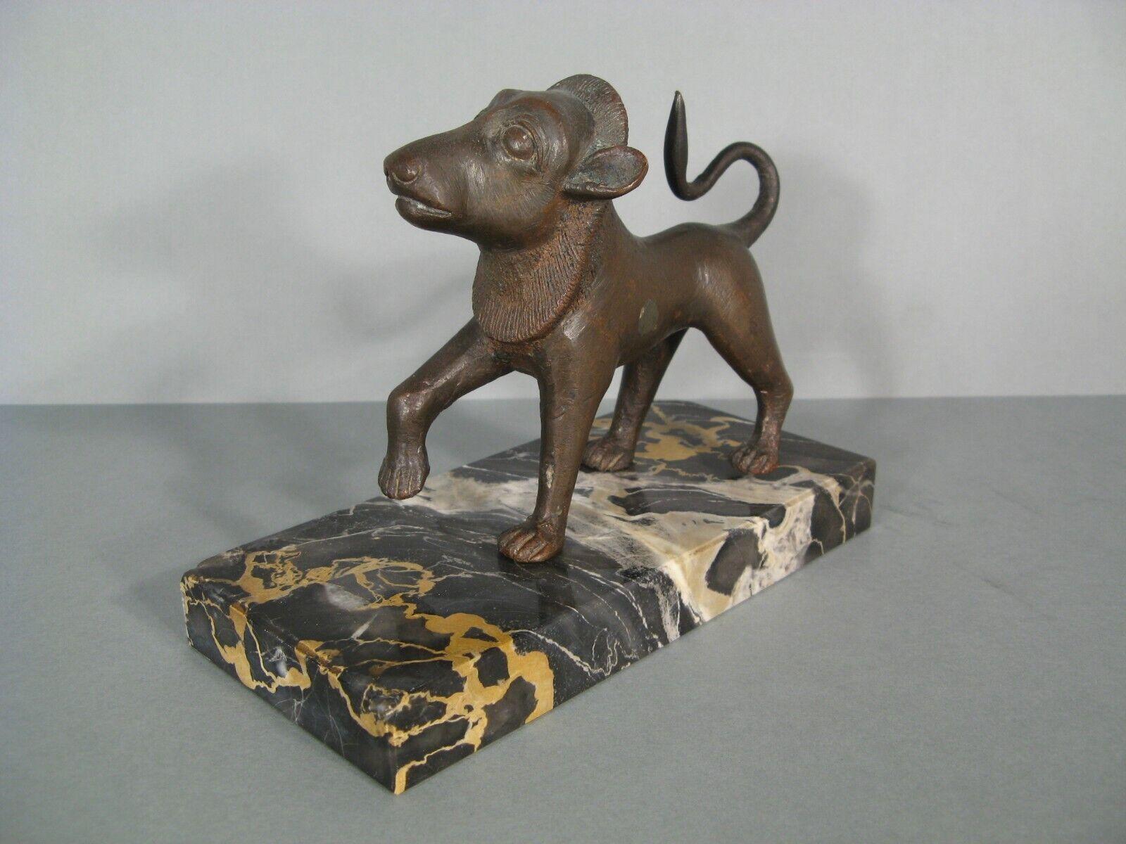 Early 20th Century Patinated Bronze Stylized Lion Sculpture - 1Y183 2