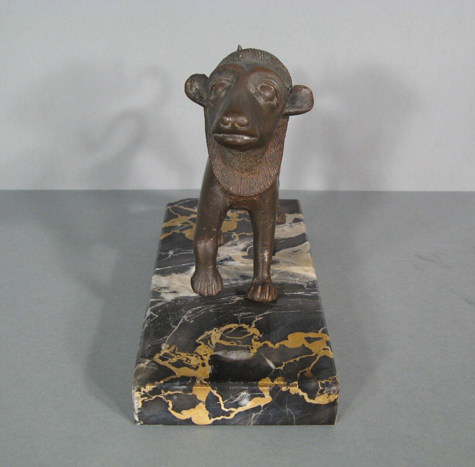 Early 20th Century Patinated Bronze Stylized Lion Sculpture - 1Y183 3