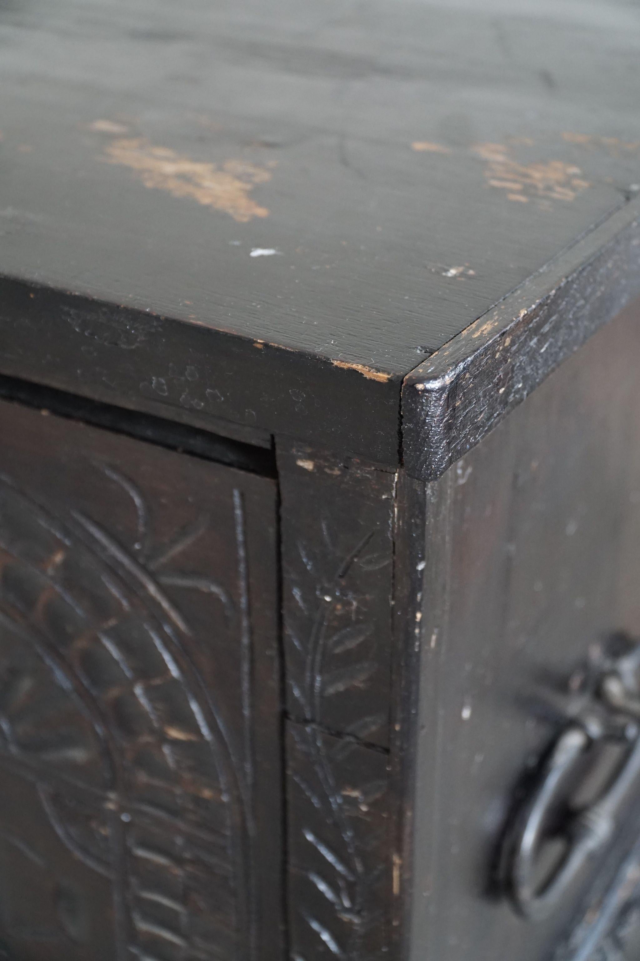 19th Century Early 20th Century Patinated Wabi Sabi Style Oak Chest, by a Danish Cabinetmaker