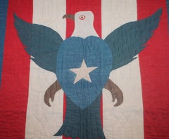 Early 20th Century Patriotic Eagle Crib Quilt